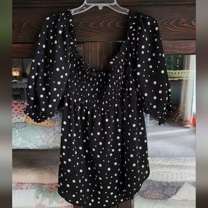 Roommates Black and White Polka Dot Blouse